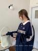 American Retro Color Block Polo Sweatshirt - Casual Loose Fit