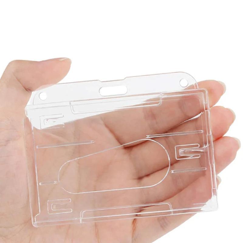 1PC Double Credit Card Clear Plastic ID Badge Card Holder for Bank Cards Protector Transparent Cardholder Card Cover