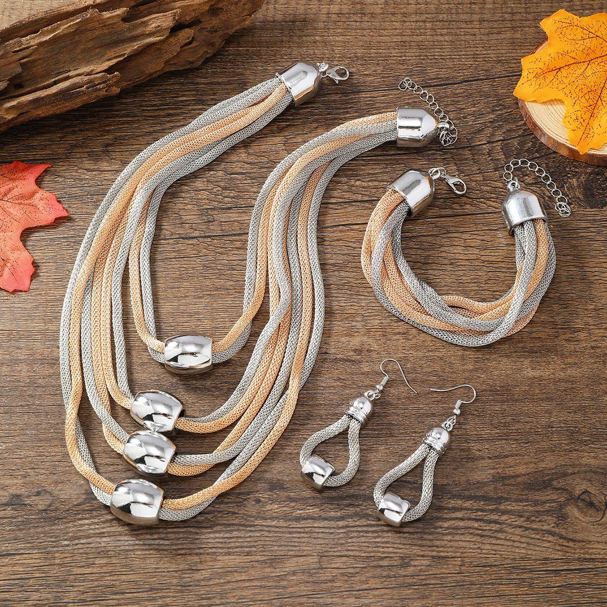 

Gothic Layered Ball Pendant Choker Necklace Earrings Bracelet Women Punk Chunky Clavicle Chain Jewelry Steampunk Accessories золотой/серебряный