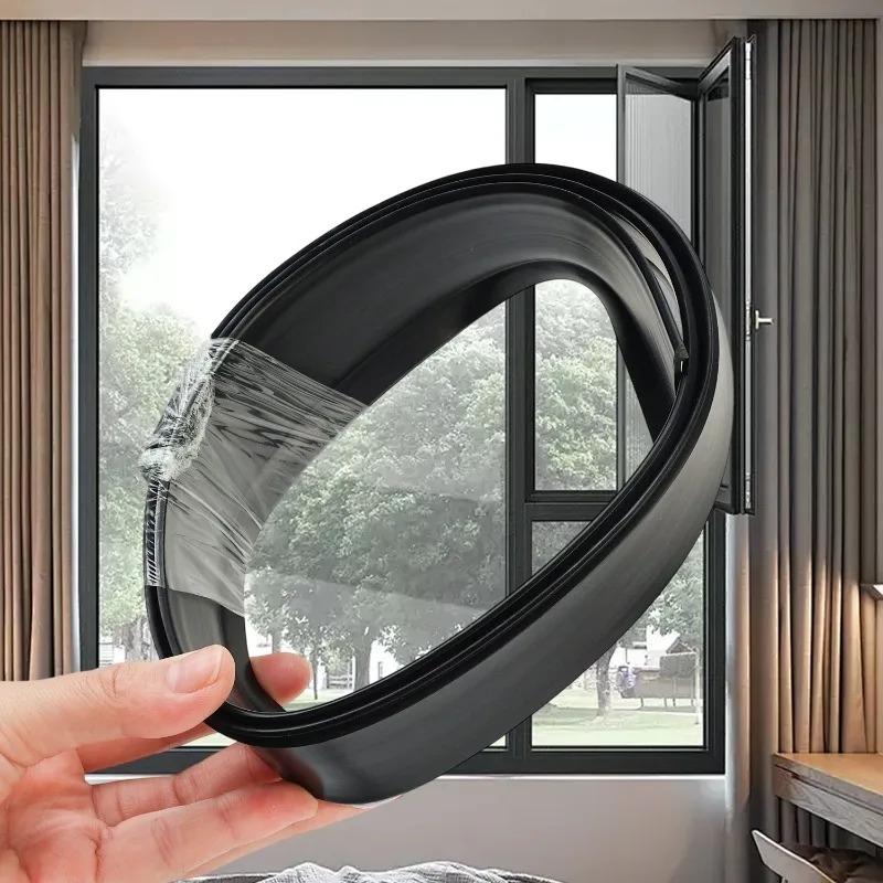 Home Window Water Blocking Bar Sliding Window Rain Weatherstrip Soft Rubber Water Rain Deflector Board Windproof Sealing Strip