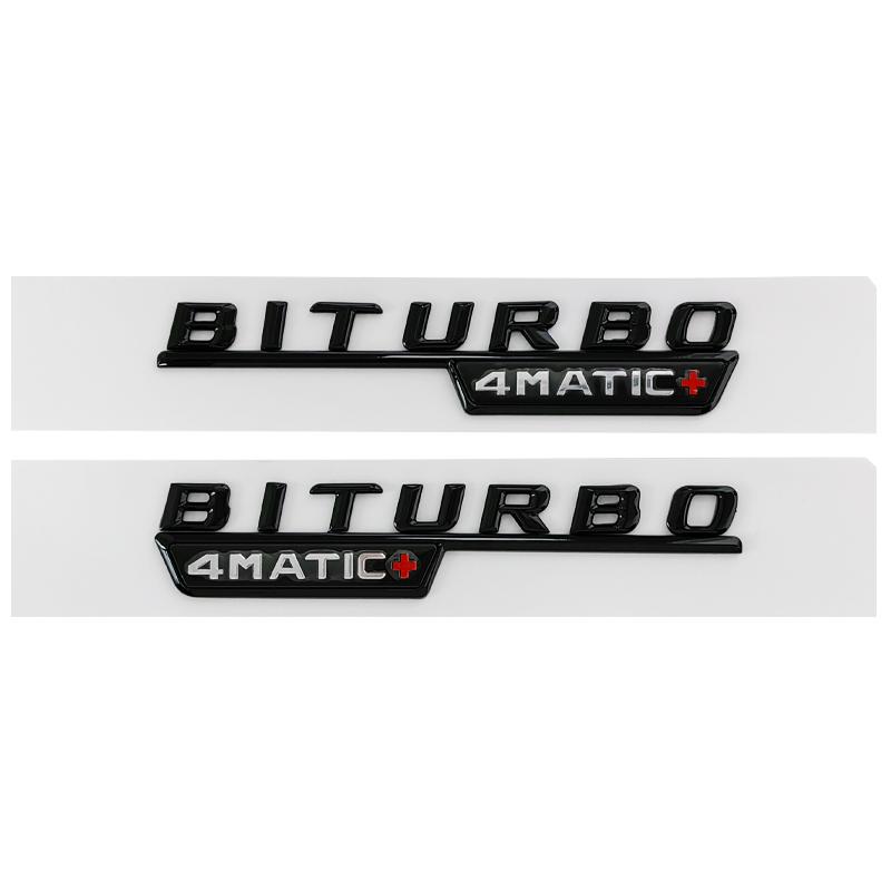 2Pcs 3D Biturbo 4matic Fender Badge Letter Emblem Sticker For Mercedes Benz C43 E43 GLC43 GLE43 Car Accessories AT1 b18