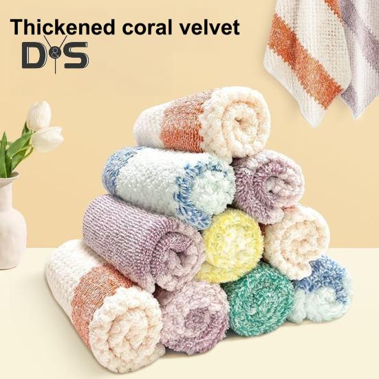 5Pcs/Set Kitchen Towels Super Soft Absorbent Coral Velvet Towels Random Colors Gentle Microfiber Rags