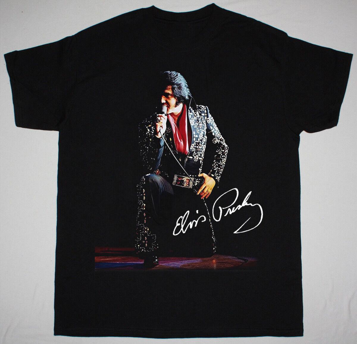 Retro Elvis Presley Signature in 1972 Black All Size Gift Shirt S