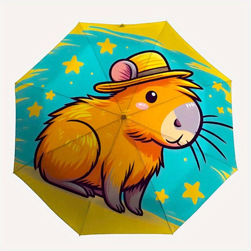 

1pc Hamster Night Automatic Open/close Umbrella, 8-Rib sturdy structure, Portable Travel Umbrella, Parties, Everyday Use, Outdoor Accessory,