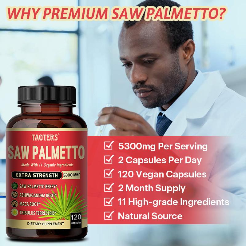 Sägepalme – beugt Haarausfall vor, fördert das Muskelwachstum und erhält die Gesundheit des Harntrakts 120 Kapseln