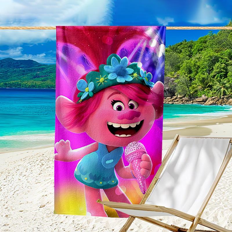 1pc Trolls Beach Towel, Beach and Seaside Swimming Pool Equipment, Fashion Pattern, Rectangular, Travel Essentials