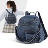 Vintage Denim Backpack Rivet Shoulder Bag Student Schoolbag Class Commuter Backpack