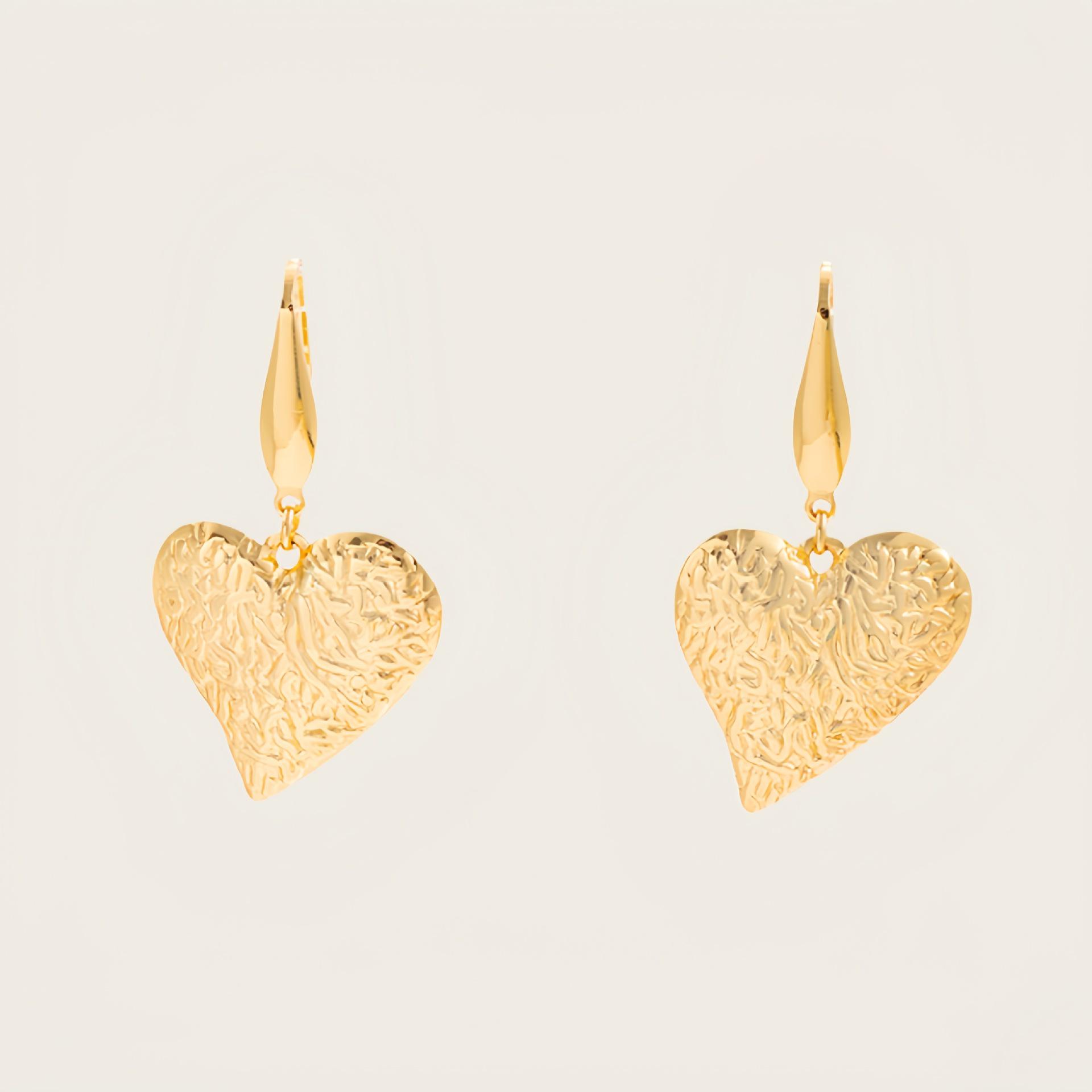 Винтажные серьги-сердечки золотого цвета: Нержавеющая сталь в стиле французского двора для женщин