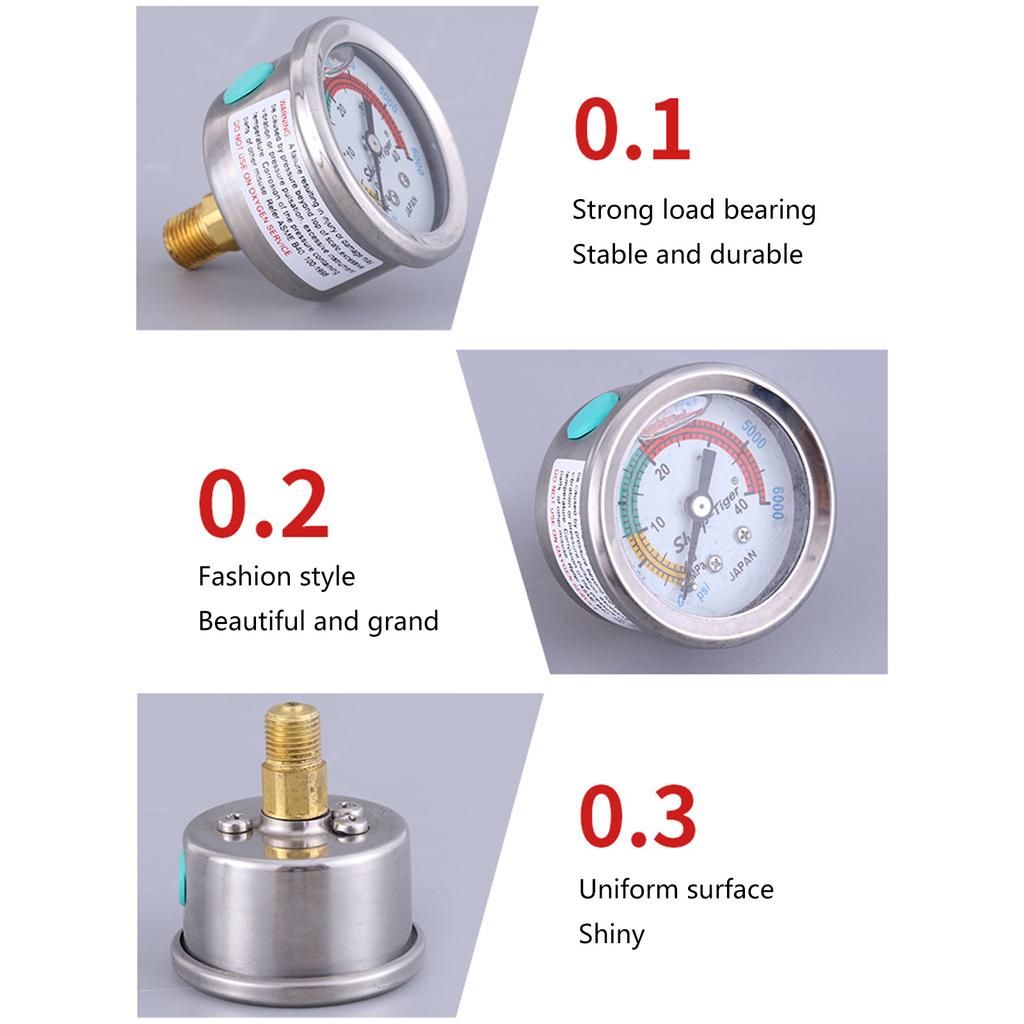 2" Size Liquid Filled Pool Filter Pressure Gauge Steel for Case 0-6000/ 0-40MPa 10mm Back Mount