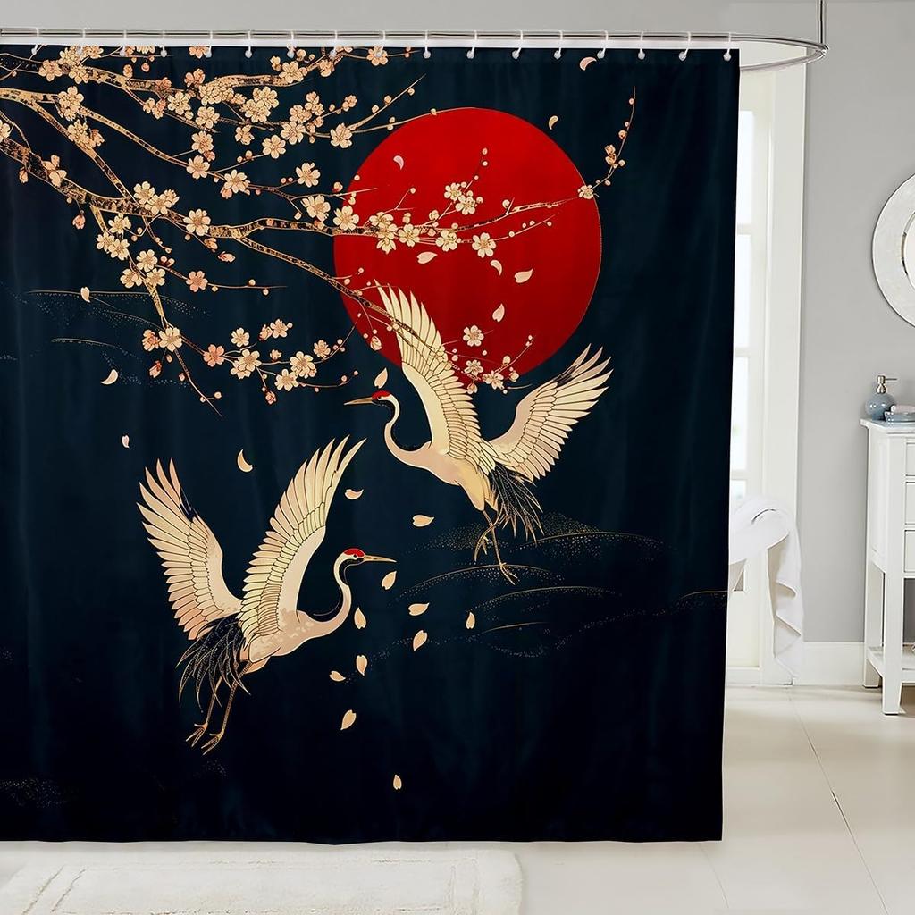 Samurai Fabric Shower Curtain Japanese Style Shower Curtain for Kids Boys Girls Vintage Dragon Bathroom Waterproof Accessories
