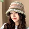 Colourful Knitted Bucket Hat Women Korea Autumn Winter Warm Dopamine Warm Fisherman's Hat Star Model Thickened