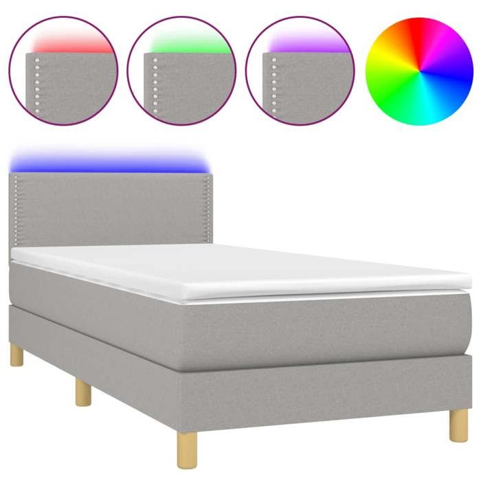 Maison Exclusive - Sommier à lattes de lit avec matelas et LED Gris clair 90x200cm