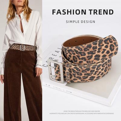 Women's Belt, Personalized Leopard Print Wide Waist Seal, Fashionable High-end Genuine Leather Versatile Dress, Decorative Belt for Women