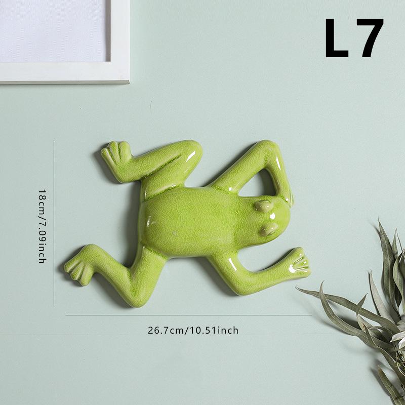 Nordic Style Ceramic Frog Wall Hanging Ornaments Living Room Background Display Crafts 3D Frog Wall Hanging Decoration