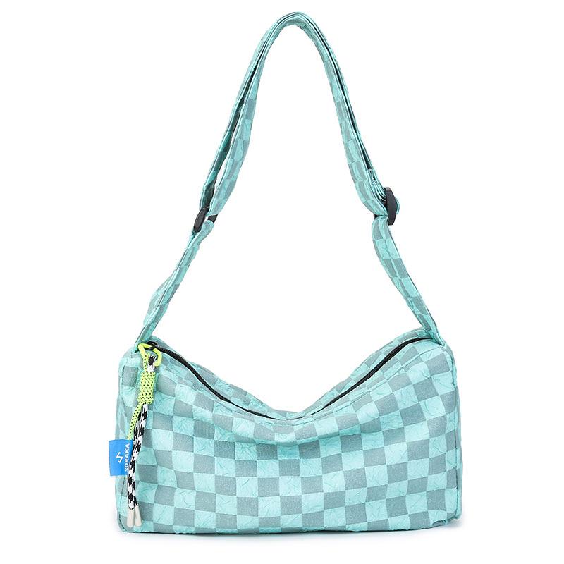 Plaid Large Capacity Crossbody Shoulder Bag with Wide Strap