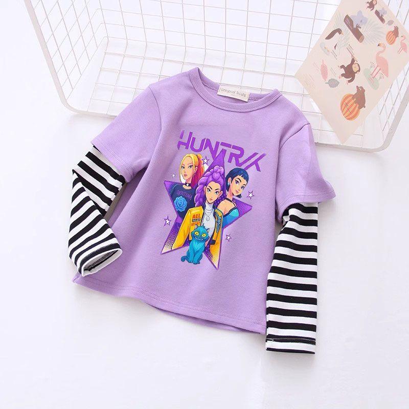 Dětská móda Hon na čarodějnice K-POP Základní trička na zimu Pro kluky i holky Ležérní prázdninové Dvoudílné topy