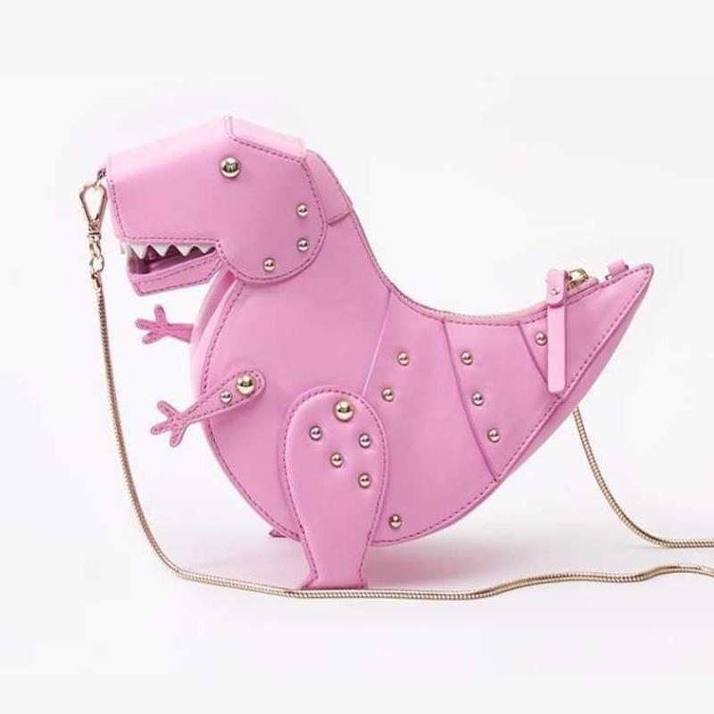 

Модная сумка через плечо в форме динозавра для женщин, дизайнерская сумка через плечо с заклепками T-Rex, забавные милые маленькие кошельки из искусственной кожи для девочек