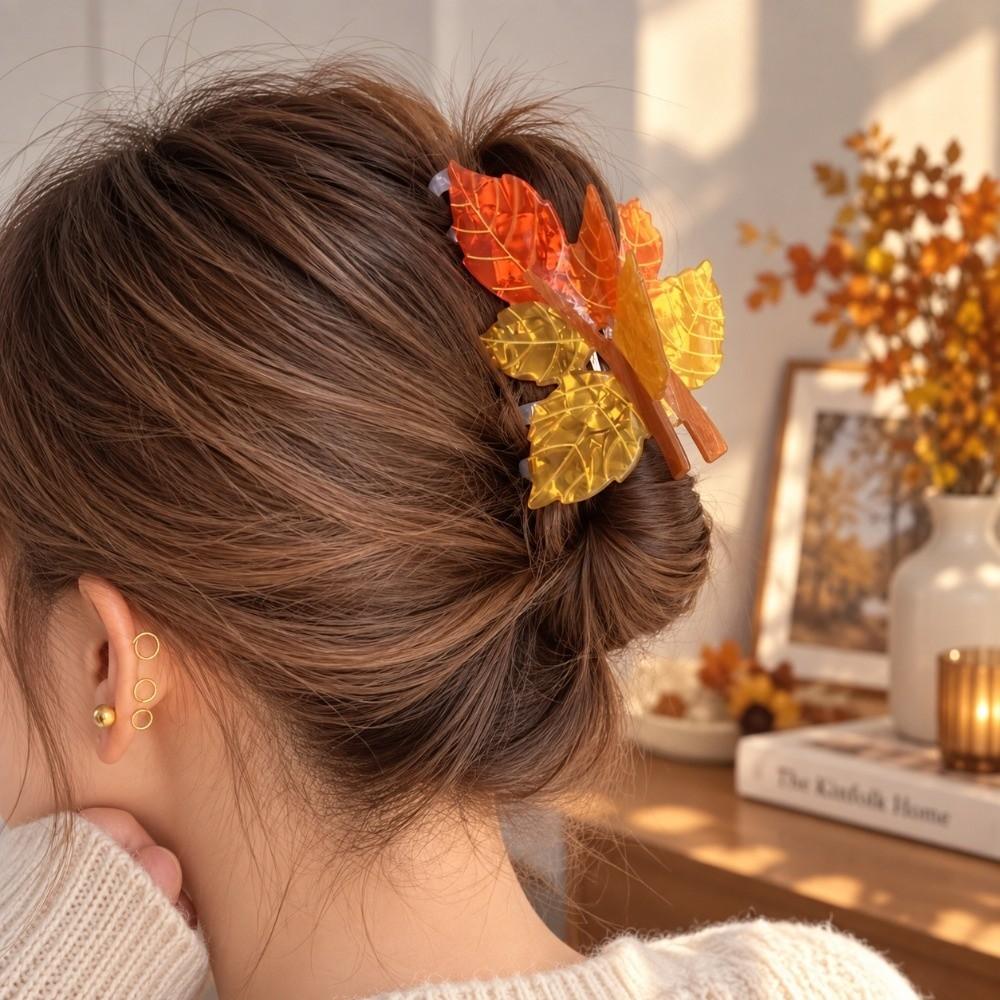 Acrylic Shark Hair Clip Maple Leaf Shape Grab Hair Clip Large Hair Claw Hair Styling Tool
