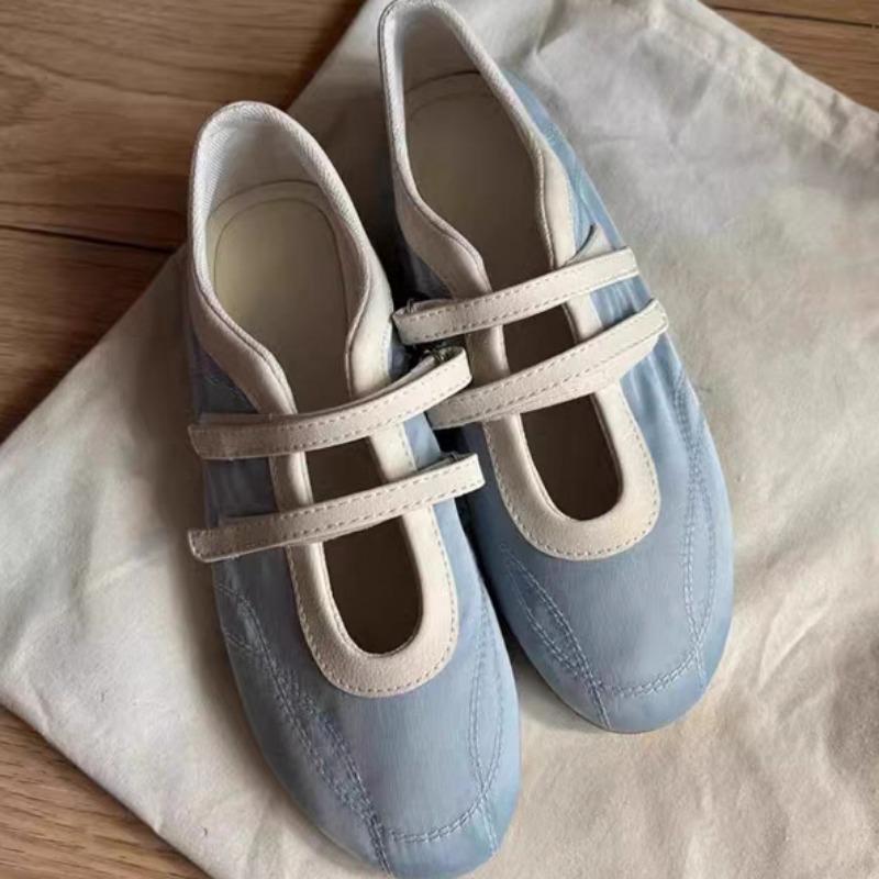 

Модные весенние туфли на плоской подошве нового стиля, женские модные туфли с круглым носком, с открытым верхом, цветная отделка, мягкая подошва, нескользящие одинарные туфли 35