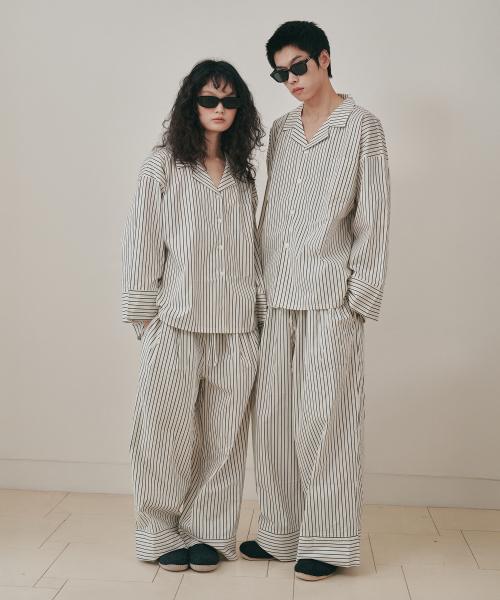 [OGGITT] Dormitory Bean Stripe Pajamas Black White [Shipped from Korea] 100% Authentic