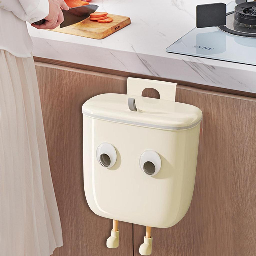 Kitchen Trash Can Trash Bin With Lid Cute Waste Basket With Eyes And Legs Decoration For Wall Under Sink Bedroom RV Bathroom