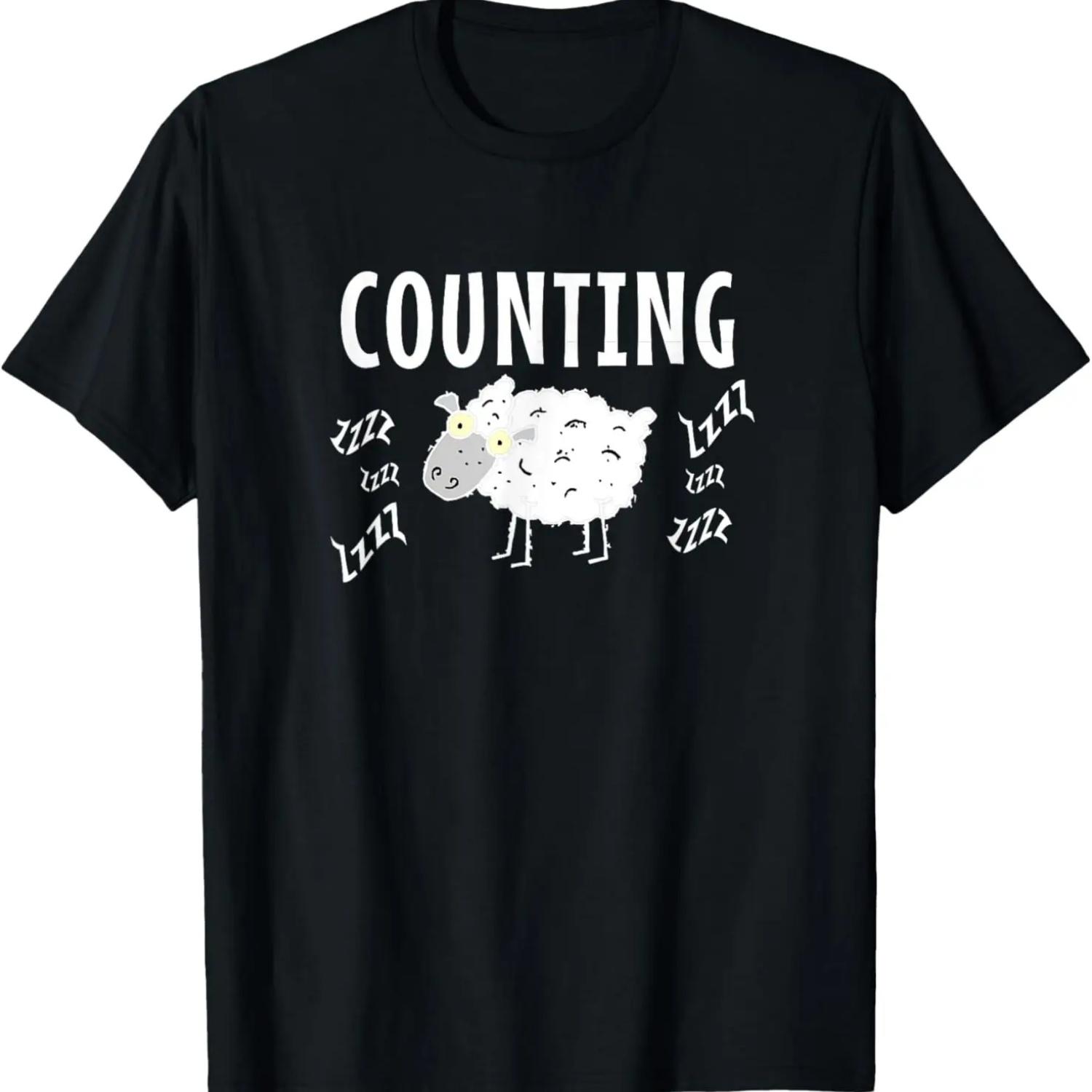 

Counting Sheep Funny Top for Pajamas T-Shirt Fun Sleepwear T-Shirt XXXXXL чорний