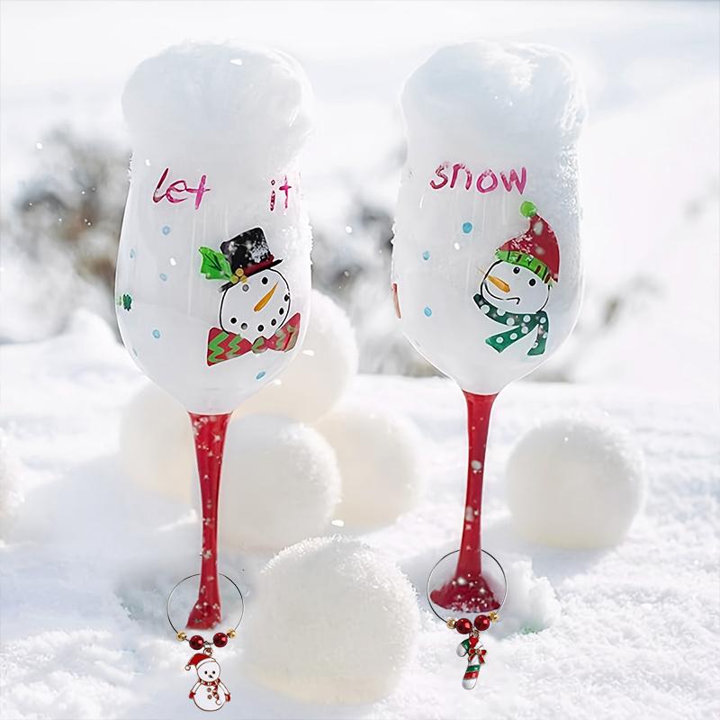 1/10 ks Prsten Svátky Kreslený Tvar Kreativní Víceprvkový Jemný Cyklus Vánoce Slitina Zinku Značka na Sklenici Identifikátor Nápoje Dekorace na Sklenici na Víno