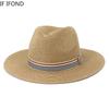 Women Wide Brim Sun Hats 2021 Spring Summer Fashion Panama UV Sun Protection Beach Straw Cap Men Outdoor Casual Jazz Cap