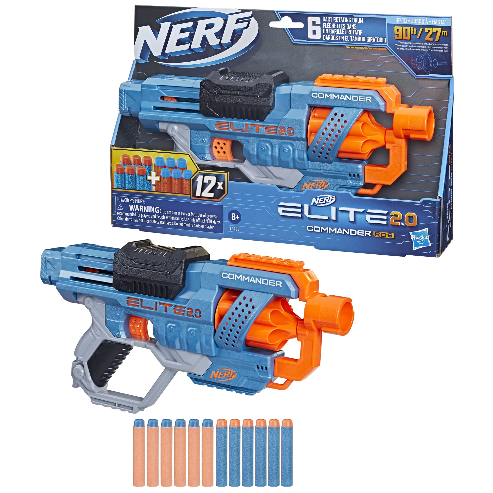 

Hasbro NERF Elite 2.0 Commander RD-6 Blaster Rotating Darts Drum 12 Darts 6-Dart Capacity Outdoor Toy Boys and Girls E9485