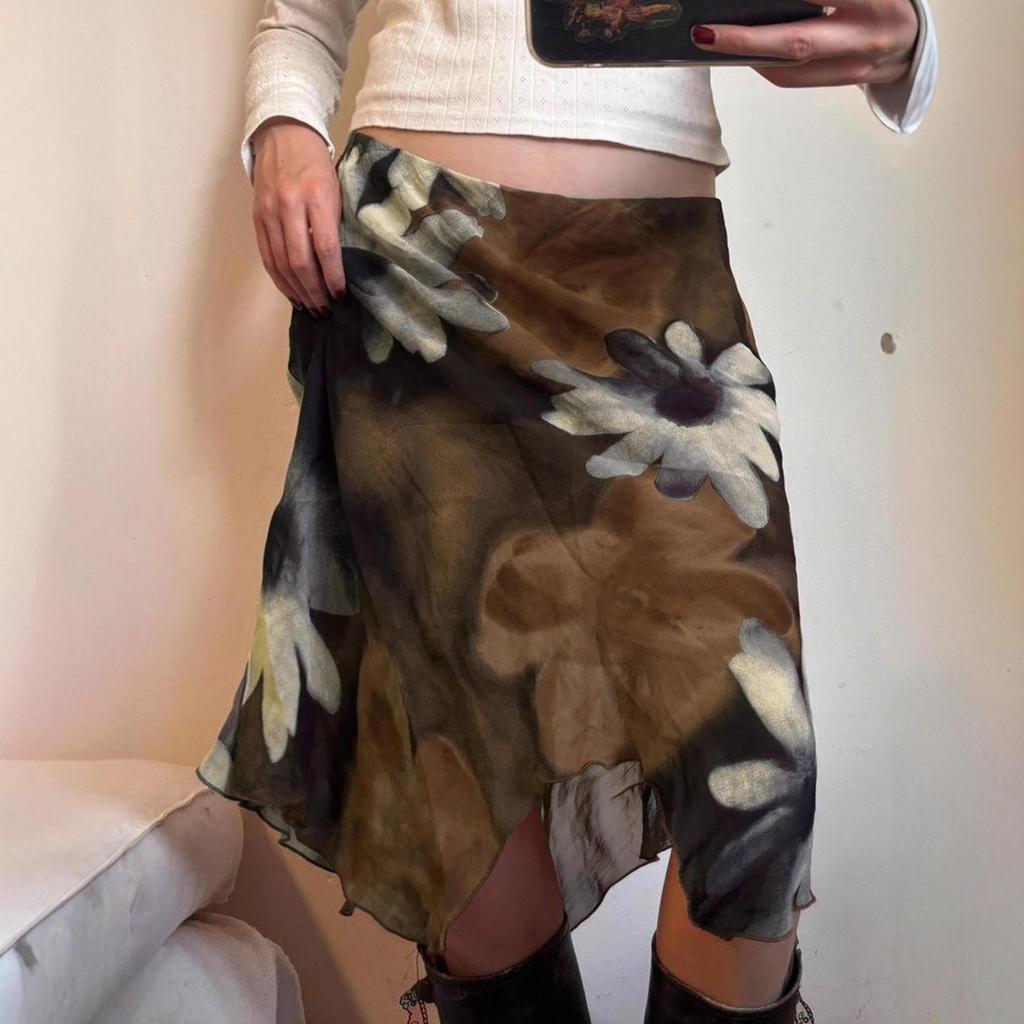 Sweet Fresh Mesh Print Slimming Waist Skirt for Women – Hip-Hugging European & American Style