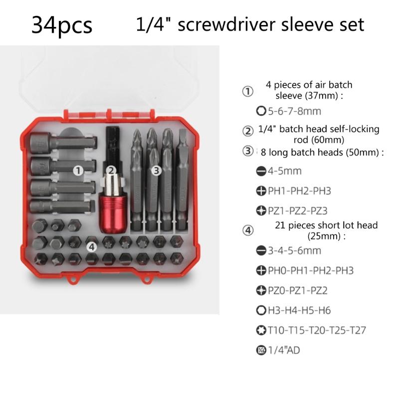 Durable 34pcs Security Bit Set Comprehensive Hex Star Screwdriver Set Essential Bit Durable for All Your Repair Needs