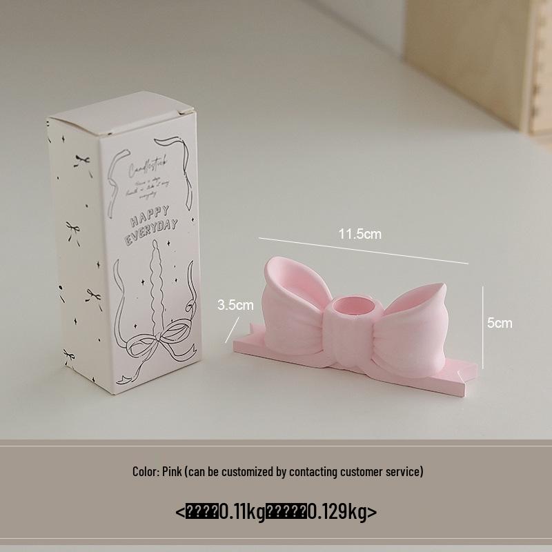 Inspired Atmosphere Candlestick: Creative Long Stem Aromatherapy Candle Holder with Plaster Bow Ornament for Home Decoration