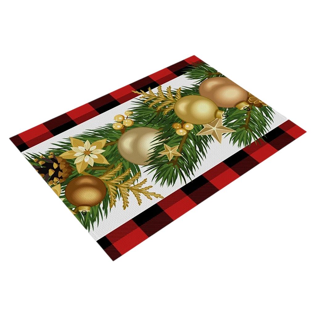 Christmas Dining Mat, Restaurant Atmosphere Decoration, Table Mat, Linen Printed Insulation Mat, Western Style Mat