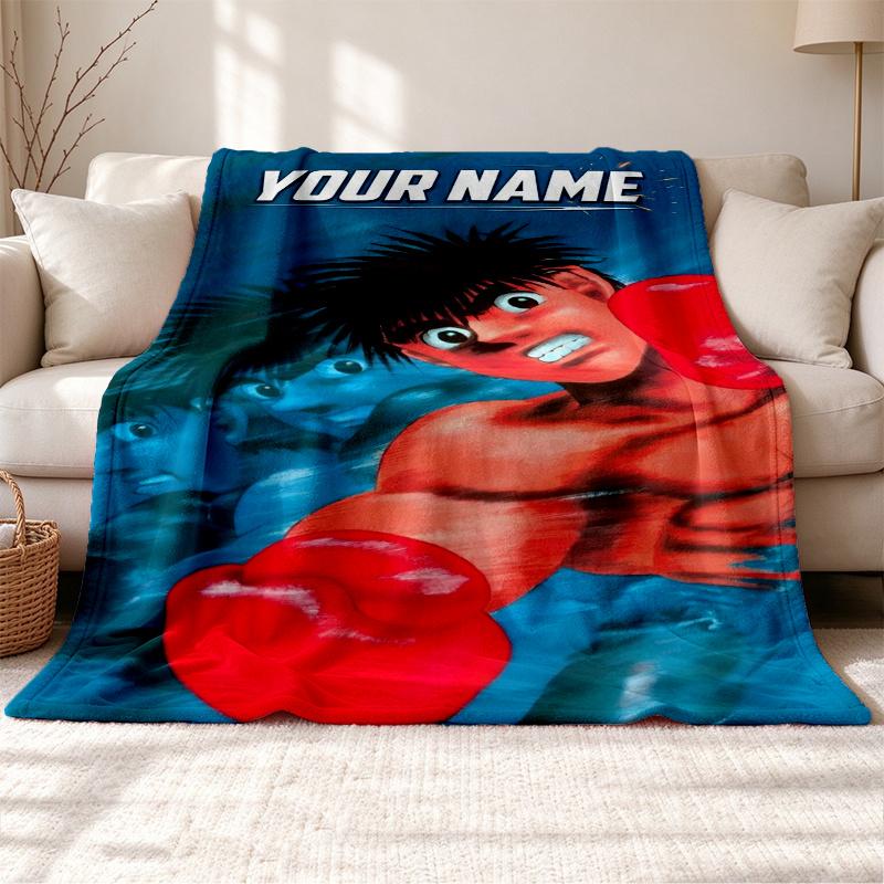 Hajime no Ippo Customizable name outdoor blanket soft cozy and warm Multi-purpose office blanket outdoor camping and travel blanket all