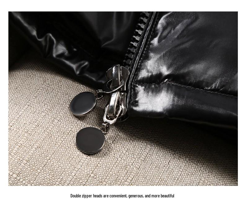 2024 Winter Korean Style Couple's Shiny Hooded Men's Jacket