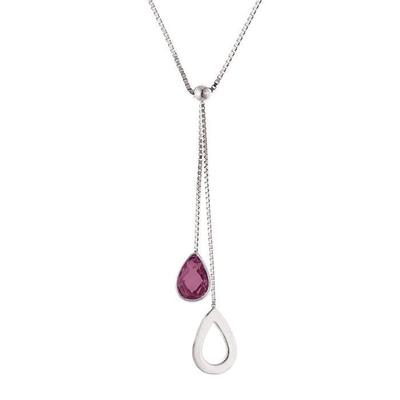 Necklace - Luigina - 925 Rhodium-Plated Solid Silver - Amethyst - Length 42 Cm - Women