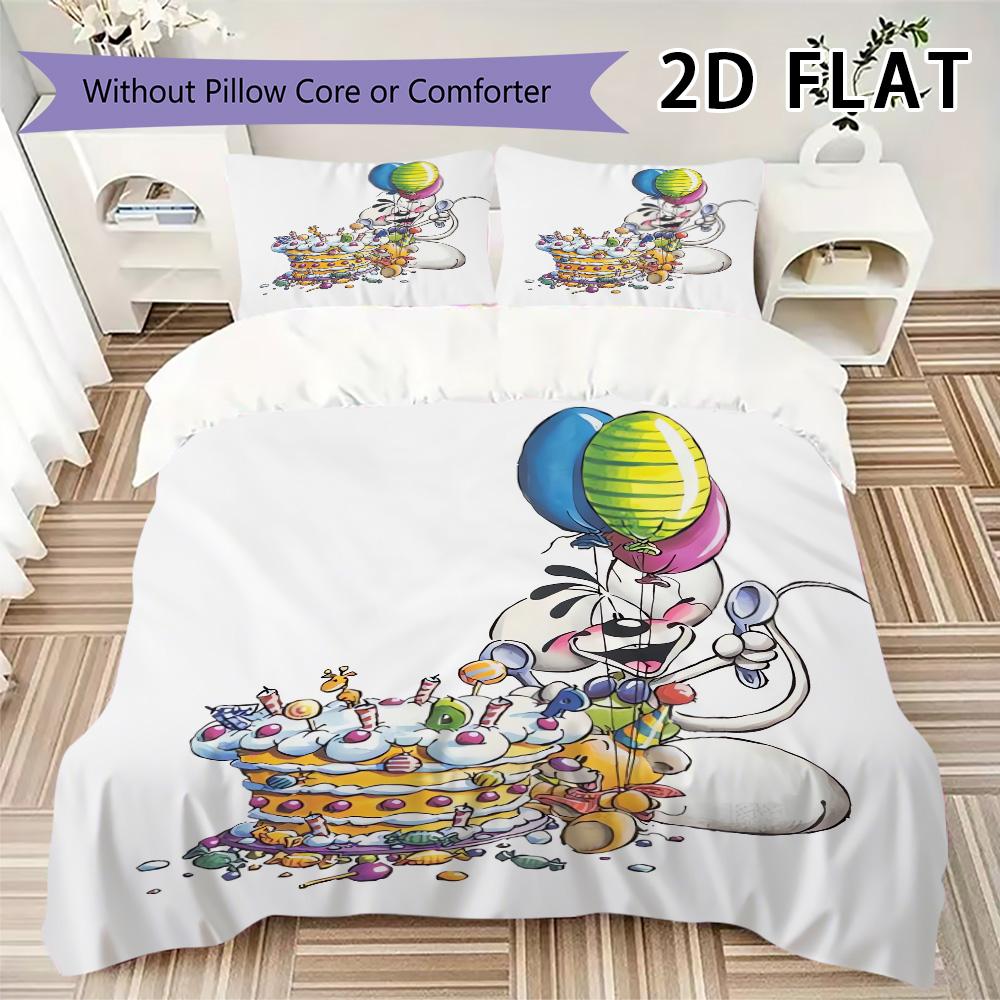 Diddl Pattern Bedding Uilt Set Uilt Cover Pillowcase Home Decoration Birthday Gift (1 * Duvet Cover + 2 * Pillowcase Without Core)