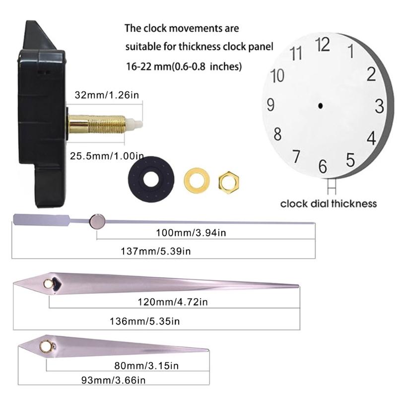 32mm Long Shaft  Clock Movement Replacement Set for Home Office and Workshop Clock Repairs