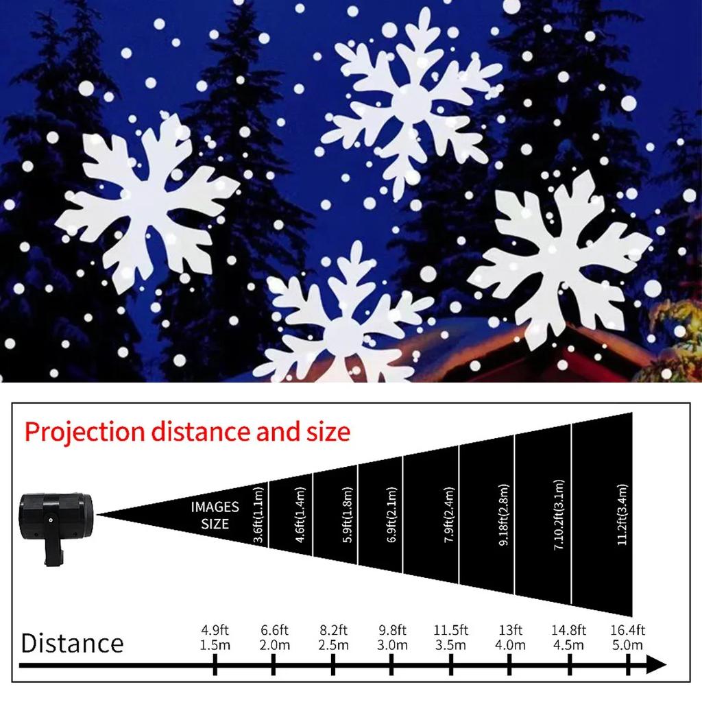 2025 LED USB Snowflake Projector Holiday Lights Christmas Projection Outdoor Lamp Snow Spotlight for New Year Party