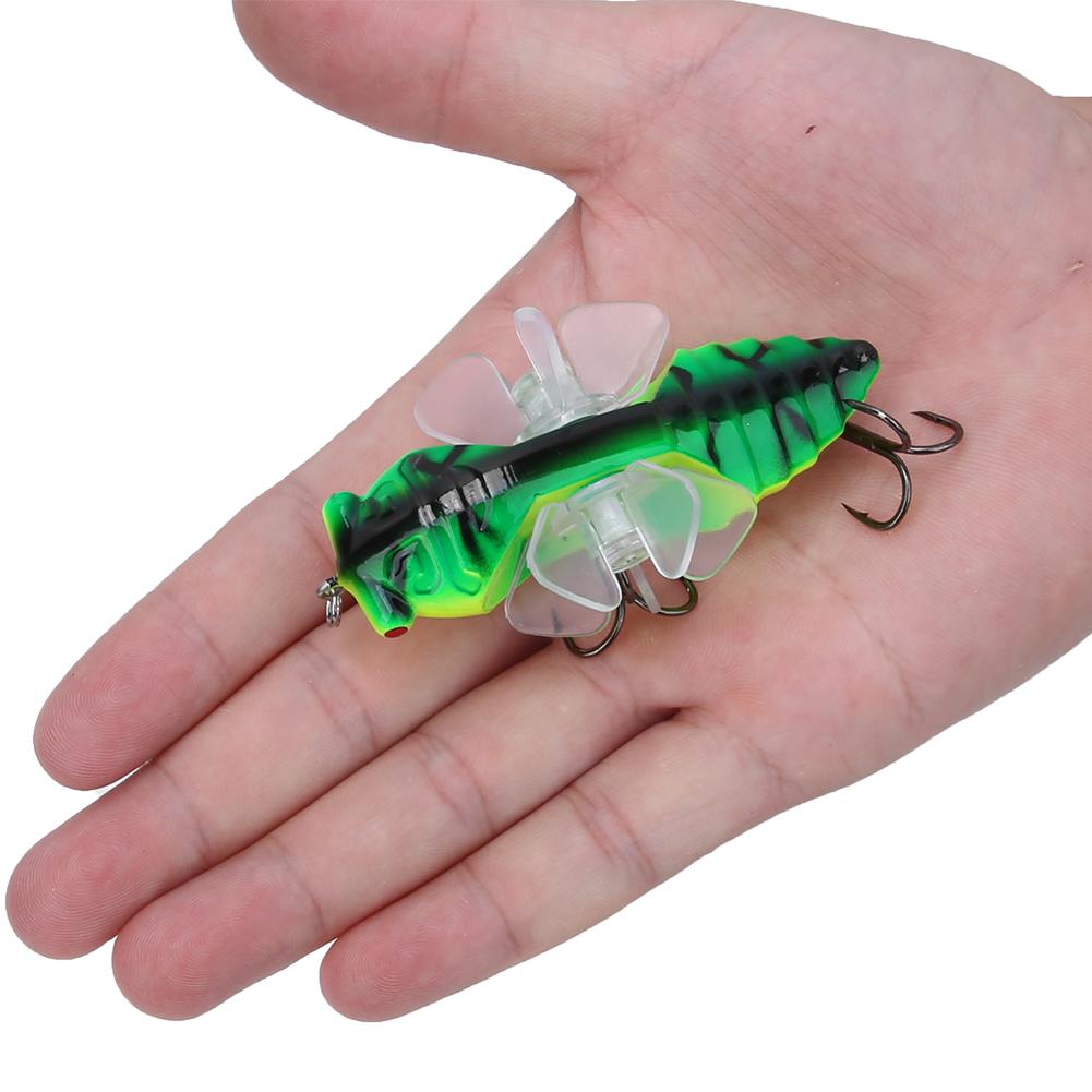 Hard Fish Lure Bionic Cicada Shape Fishing Bait with Rotating Spins Propeller Treble Hook