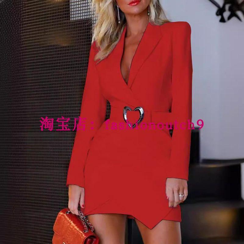 

2025 Slim Fit Professional Dress Business Skirt Dress Red without belt L