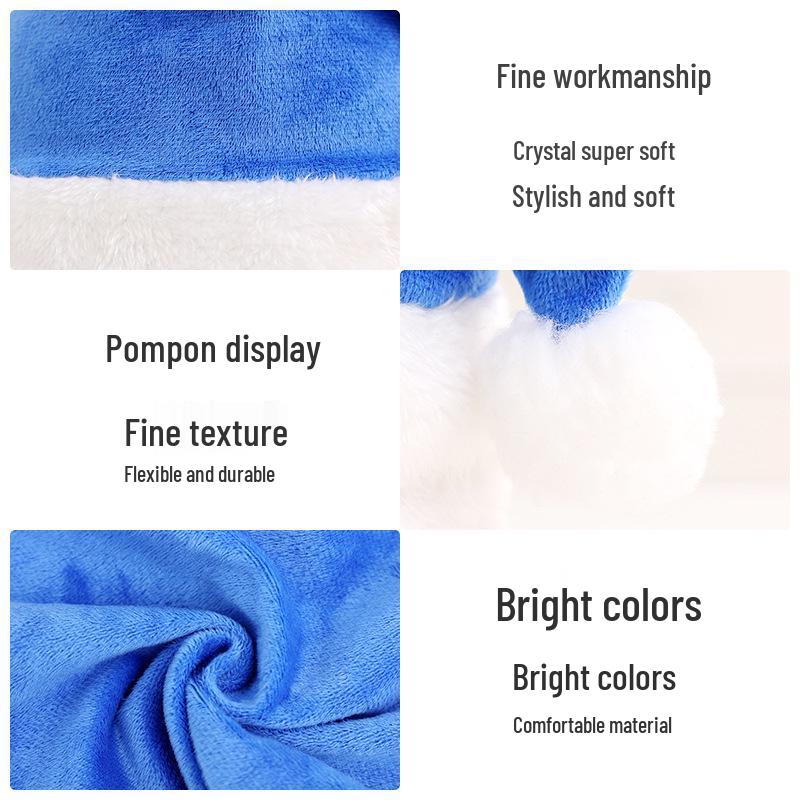 Super Soft Crystal Fabric Adult Christmas Hat - Festive Holiday Decoration & Party Dress-Up