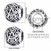 BAMOER 925 Silver Retro Letter Charms Hollowed Alphabet A-Z Round Beads for Women Bracelet DIY Jewelry Making