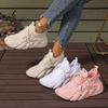 Women's Solid Color Casual Sneakers, Mesh Lace-Up Fly-Woven Breathable Running Shoes, Lightweight and Comfortable Low-Top Casual White Shoes