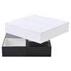 70*70*40cm Coffee Table with 360 degrees Rotating Tabletop, Double-Layer Living Room Table with 3 Drawers, Liftable Sofa Table, White+Black