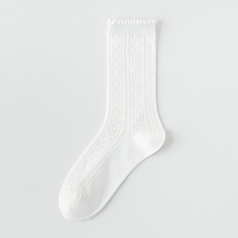 Female Summer Thin Breathable Mesh Boneless Loose Mouth In The Tube Stack Socks