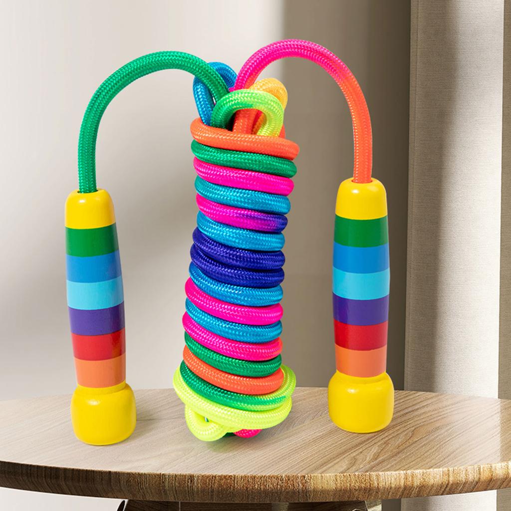 Adjustable Skipping Rope with Wood Handle and Woven for Girls and Boys, Skipping Rope Exercise Fat Burnings Gym Training