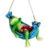Resina pendurada sapo na rede itens de decoração de jardim para varanda ao ar livre escritório em casa hotel lounge (21 x 9,5 cm, LXA), Multicor