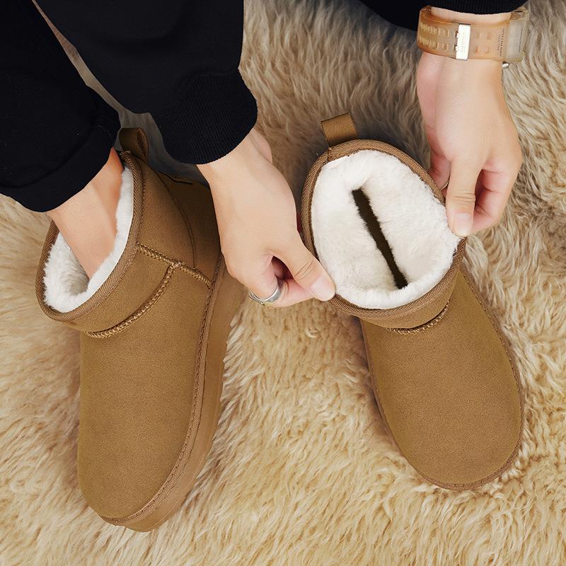 Non-slip thick-soled snow boots men's winter new heightening piled thickened warm cotton shoes classic popular short boots