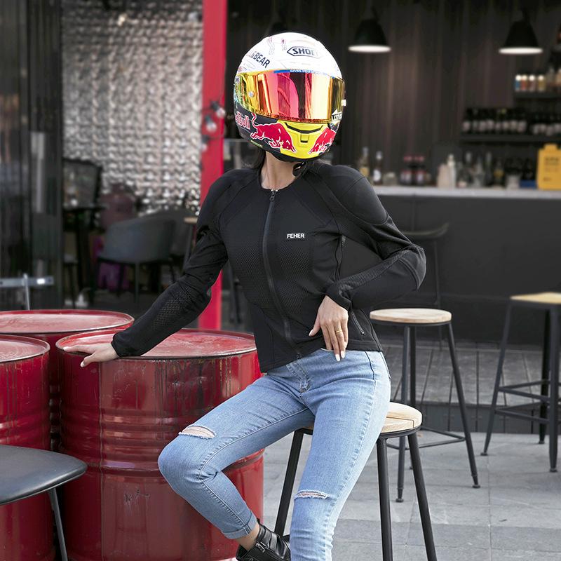 FEHER Damen Atmungsaktiver Mesh Motorrad-Rüstungsanzug - Sommer-Fahrten Sturzschutz Rennbekleidung